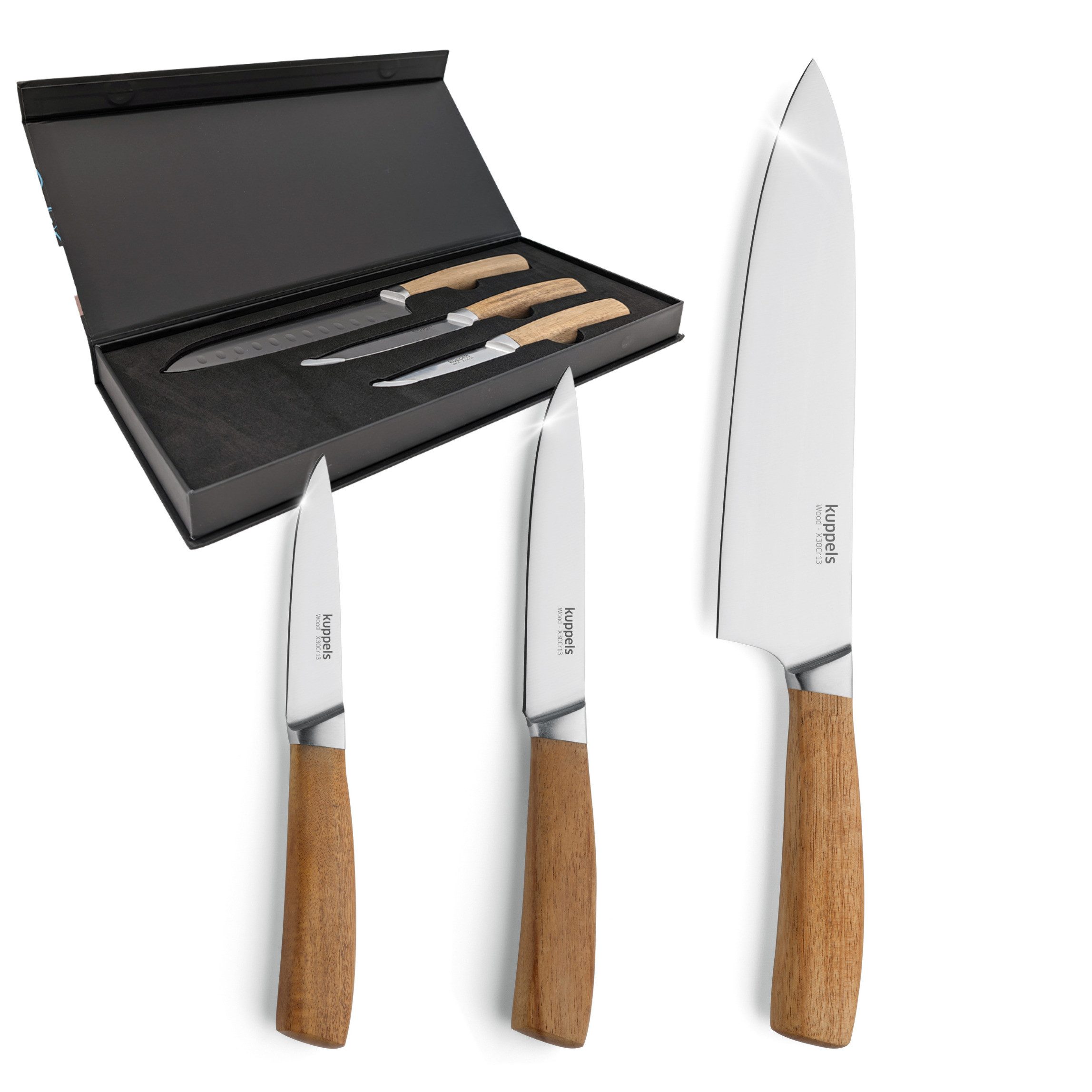 Kuppels Messer-Set WOOD (3-tlg), scharf und langlebig
