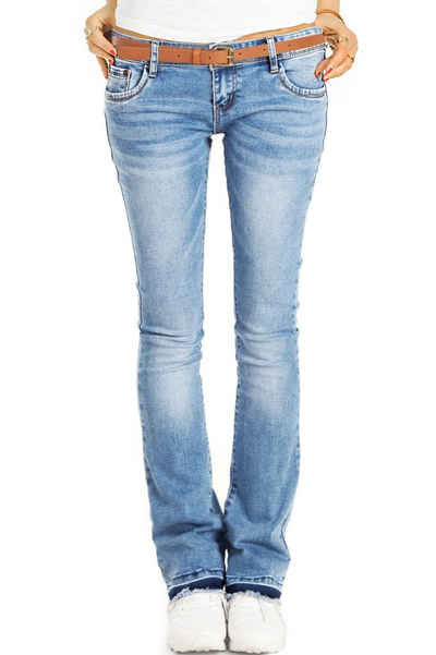be styled Bootcut-Jeans Damen Hüftjeans, Schlaghosen mit offenem Saum, low waist j40g-2