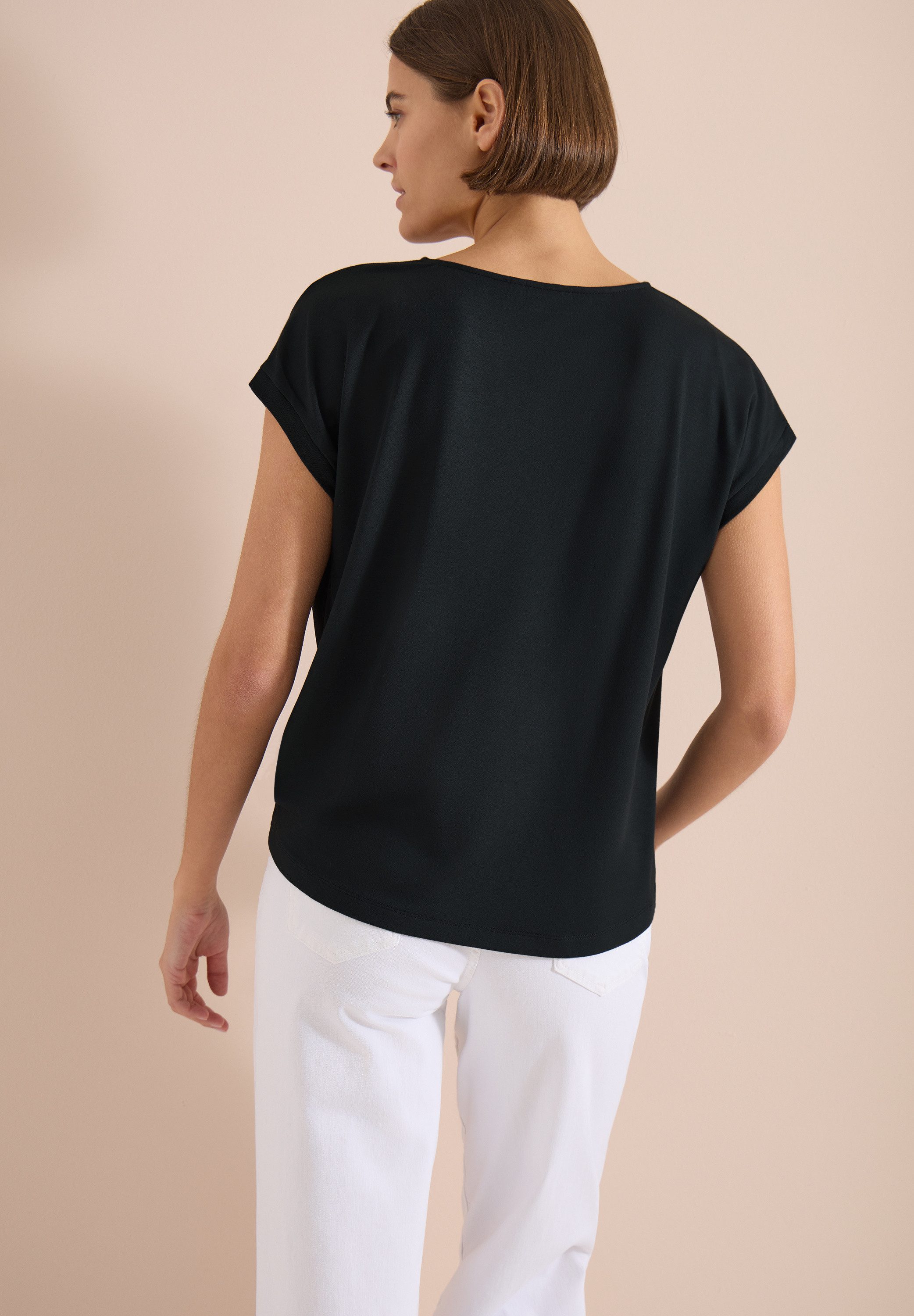 CECIL Kurzarmbluse Sommershirt mit Knotendetail