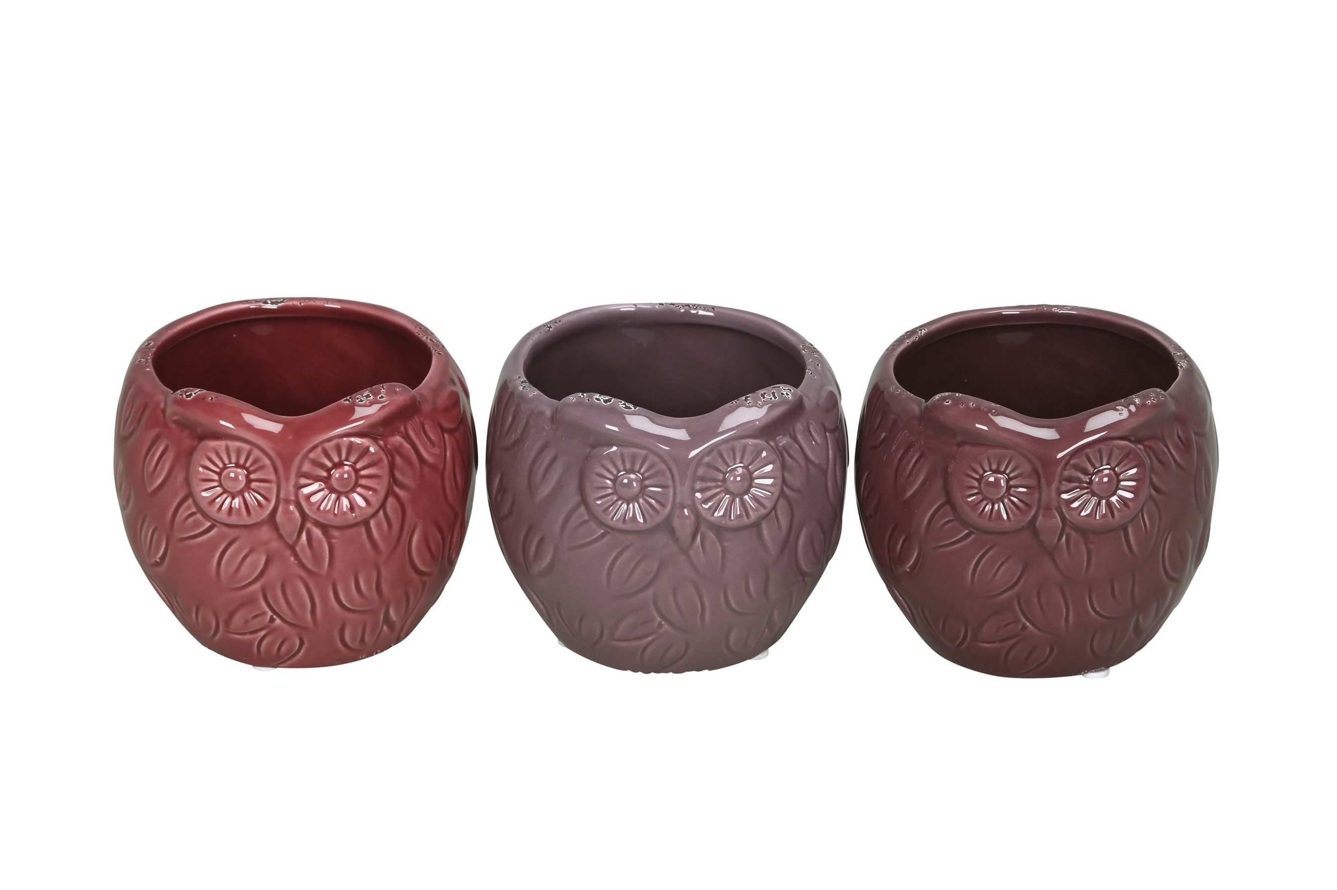 finehomegarden Übertopf Eule Keramik Dolomit Blumentopf 3erSet farbig sort. Dolomit (Set, 3 St., 3 tlg), Ø10x9cm H11cm Herbst