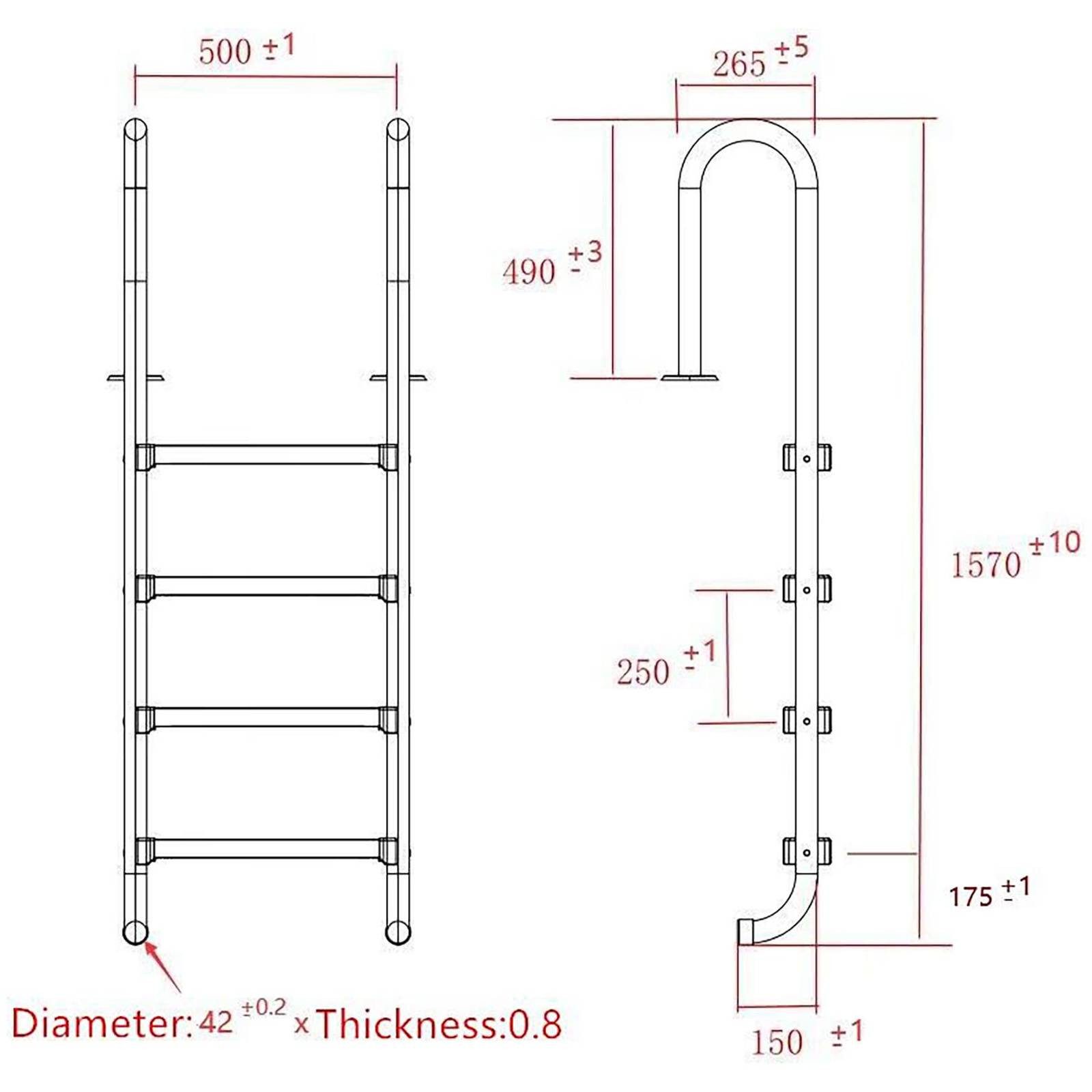 Uniprodo Poolleiter 4 Stufen Schwimmbadleiter Pool Leiter Enger Holmbogen Stahl