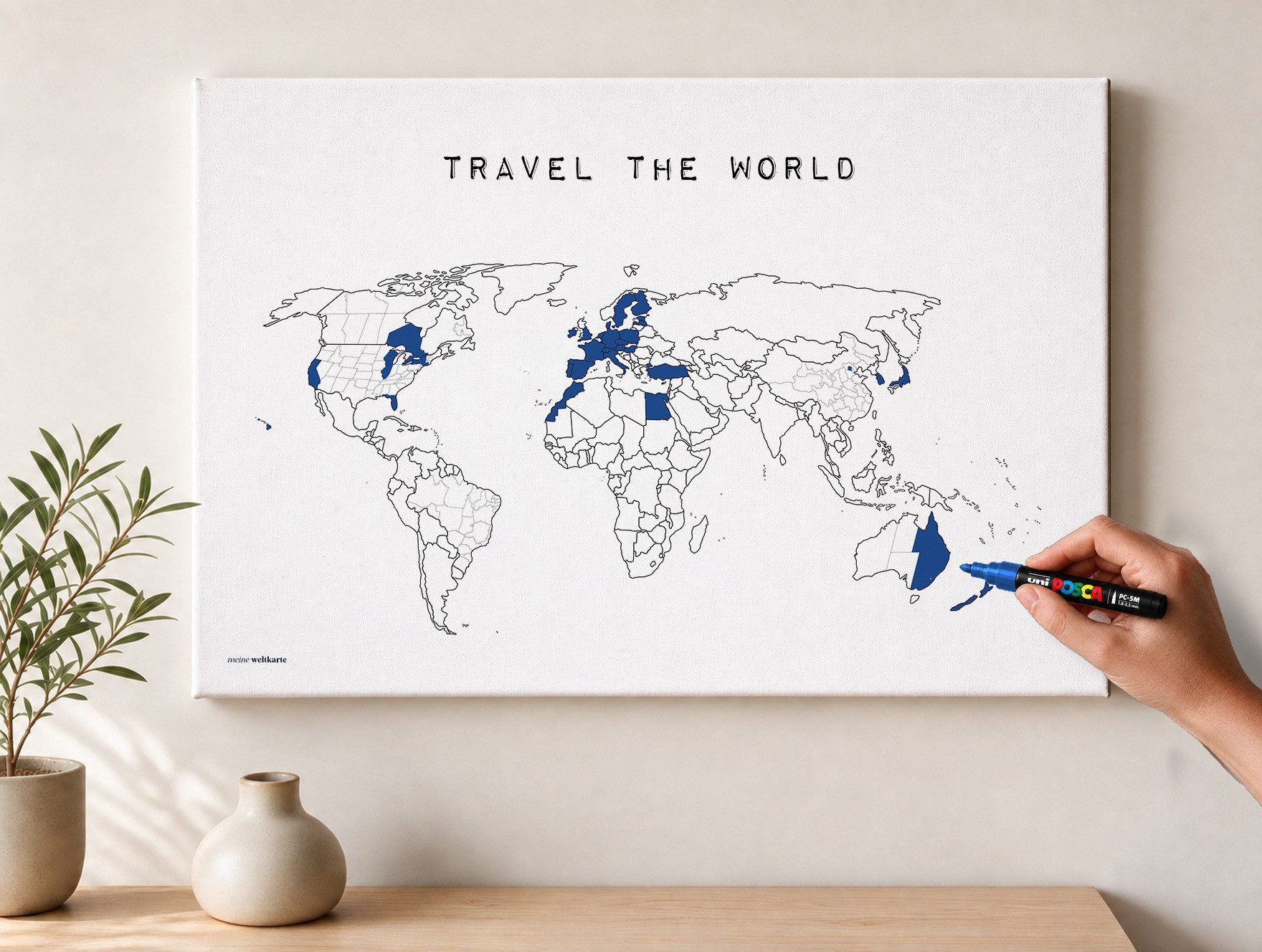 mw Leinwandbild Weltkarte Travel the World 2 zum Ausmalen, Weltkarte, Originaltitel oder Wunschtitel; Leinwandposter oder Keilrahmen
