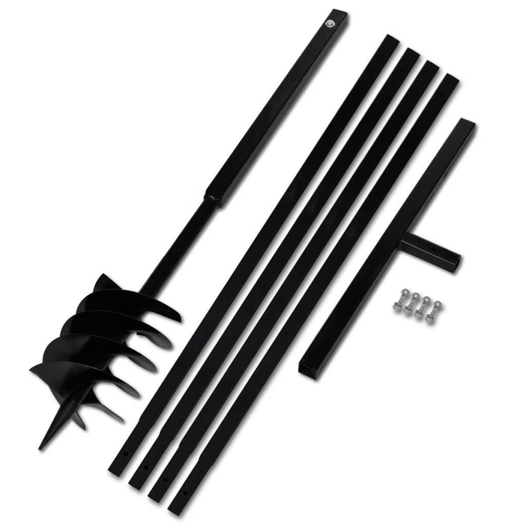 vidaXL Handerdbohrer 180 mm Erdbohrer mit Griff 180 mm Verlängerungsrohr 5 m