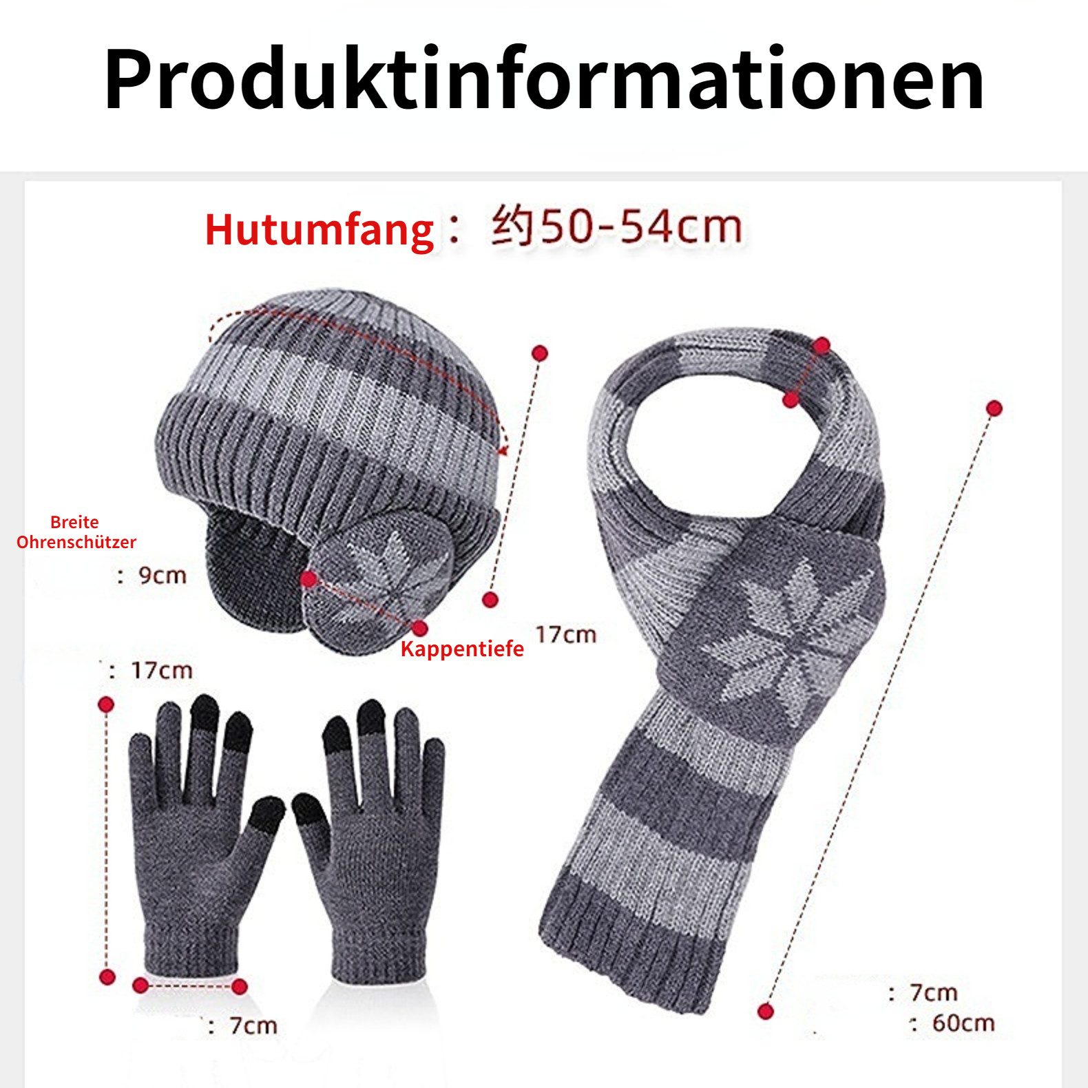 Blusmart Mütze & Schal Kinder Herbst/Winter Dreiteiliges Set aus Mütze, Schal und Handschuhen (Nackenschutz, Wärme und Windschutz, Weich und zart, farbecht und  – Bild 5 von 5
