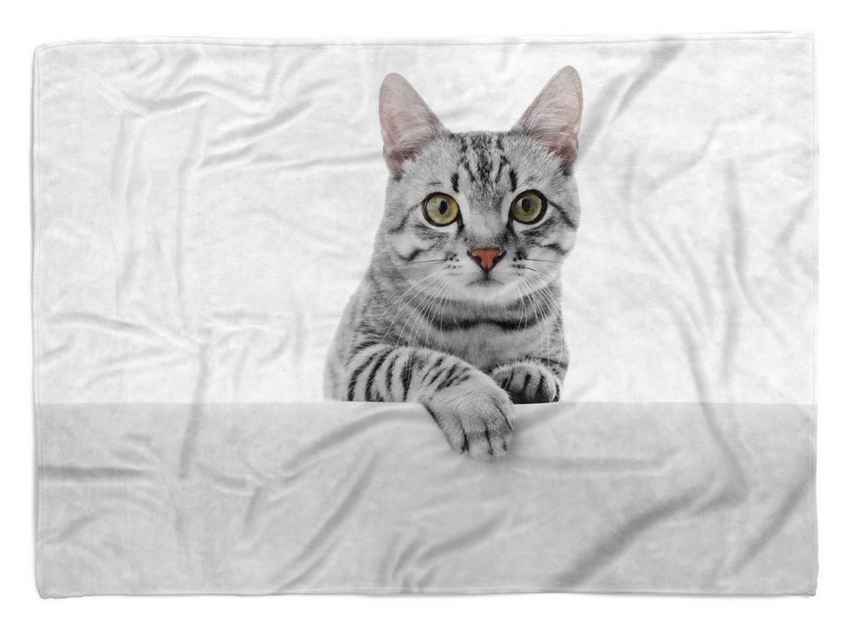 Sinus Art Handtücher Handtuch Strandhandtuch Saunatuch Kuscheldecke mit  Tiermotiv süße Katze, Baumwolle-Polyester-Mix (1-St), Handtuch