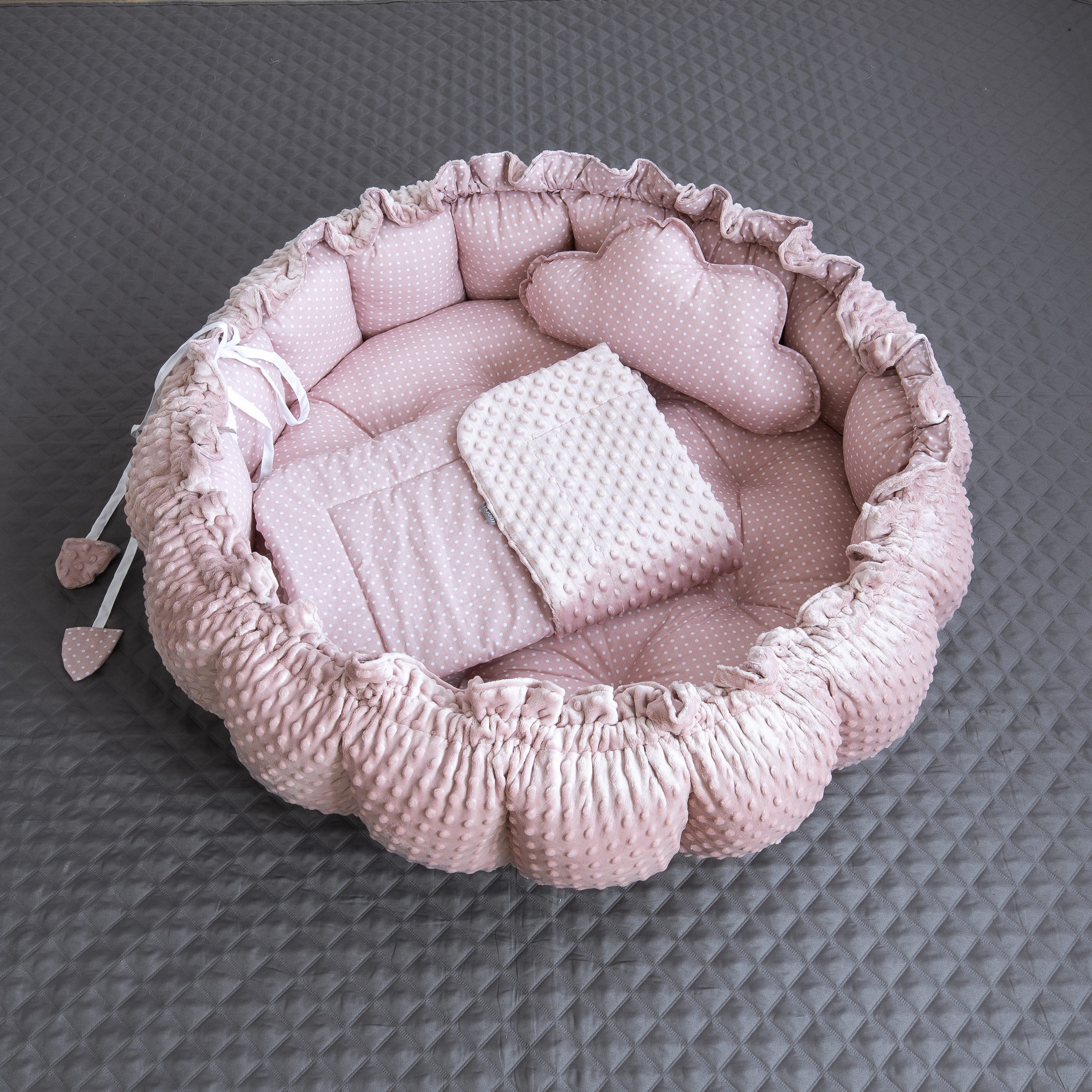 Loolay Bettnestchen PUNKTE Rosa/ MINKY ENGELSNEST Nestchen Babynest Unterla günstig online kaufen