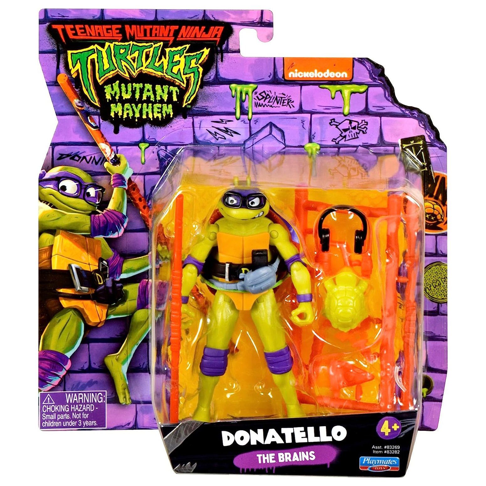 Playmates Toys Actionfigur Mutant Mayhem 10cm Figur, (inkl. Waffe im filmgetreuen Design), TMNT Figur: Donatello