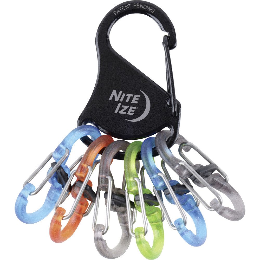 Nite Ize Schlüsselanhänger NITE Ize Schlüssel-Karabiner KLKP-01-R3 Schwarz, Türkis, Orange, Grau