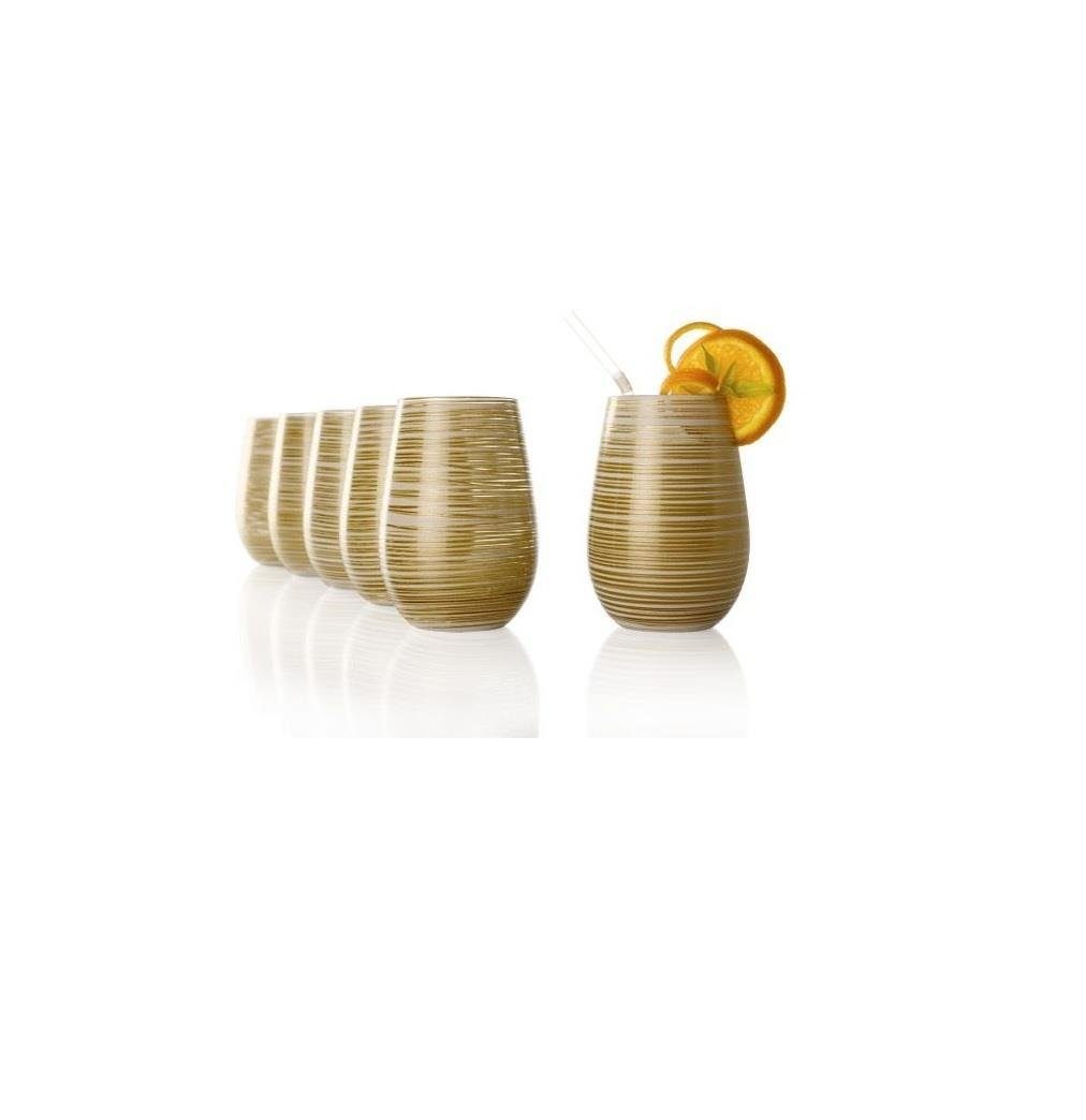 Glas Stölzle Lausitz Twister Becher Weiß-Gold 6er Set
