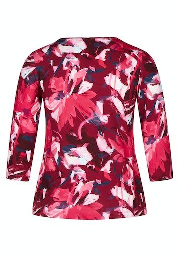 3/4-Arm-Shirt Rabe 1293 Blumenmuster mit abstraktem Burgund