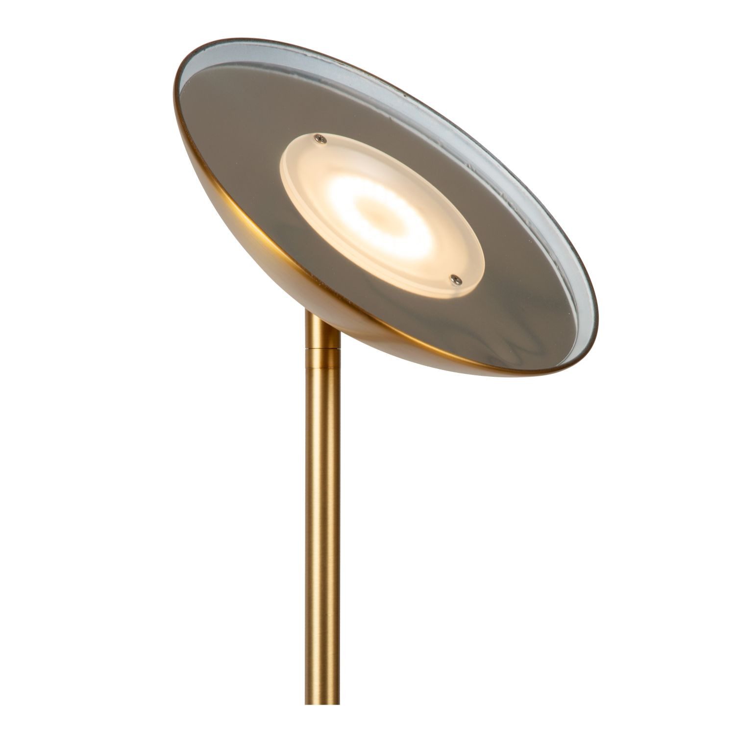 Licht-Erlebnisse Stehlampe SOTUL, LED fest integriert, Warmweiß, Metall LED Dimmer 180 cm hoch in Messing 3000 K warmweiß 2200 lm