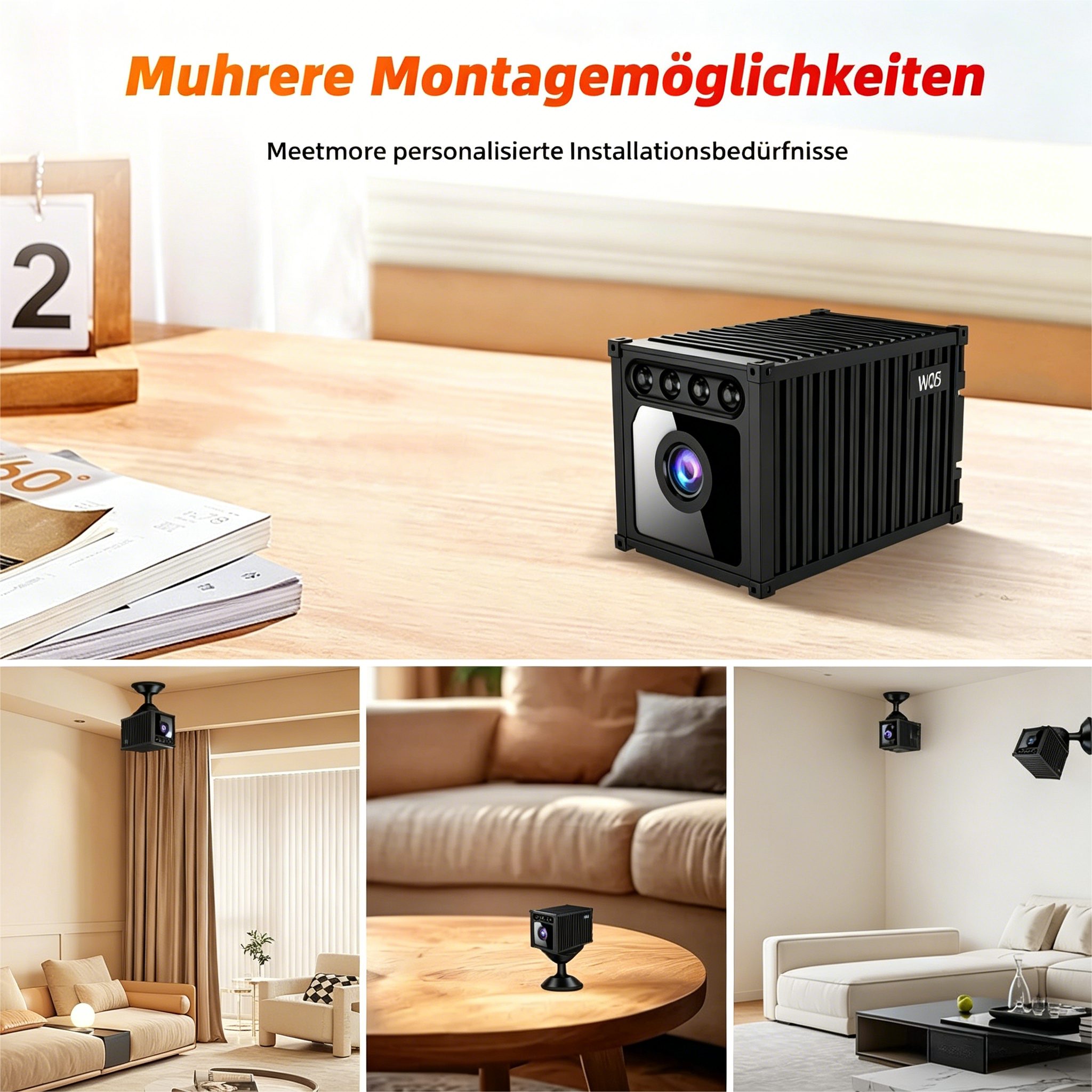 ibettertec Überwachungskamera 1080p HD Wifi Mini Kamera mit Nachtsicht & Alarm,Indoor Kamera (Bewegungserkennung,Magnetische Halterung,800mah,150° Ultra-Weitwinkel, innenbereich,WiFi Wireless,Cloud-Speicher, für zu Hause, im Büro)