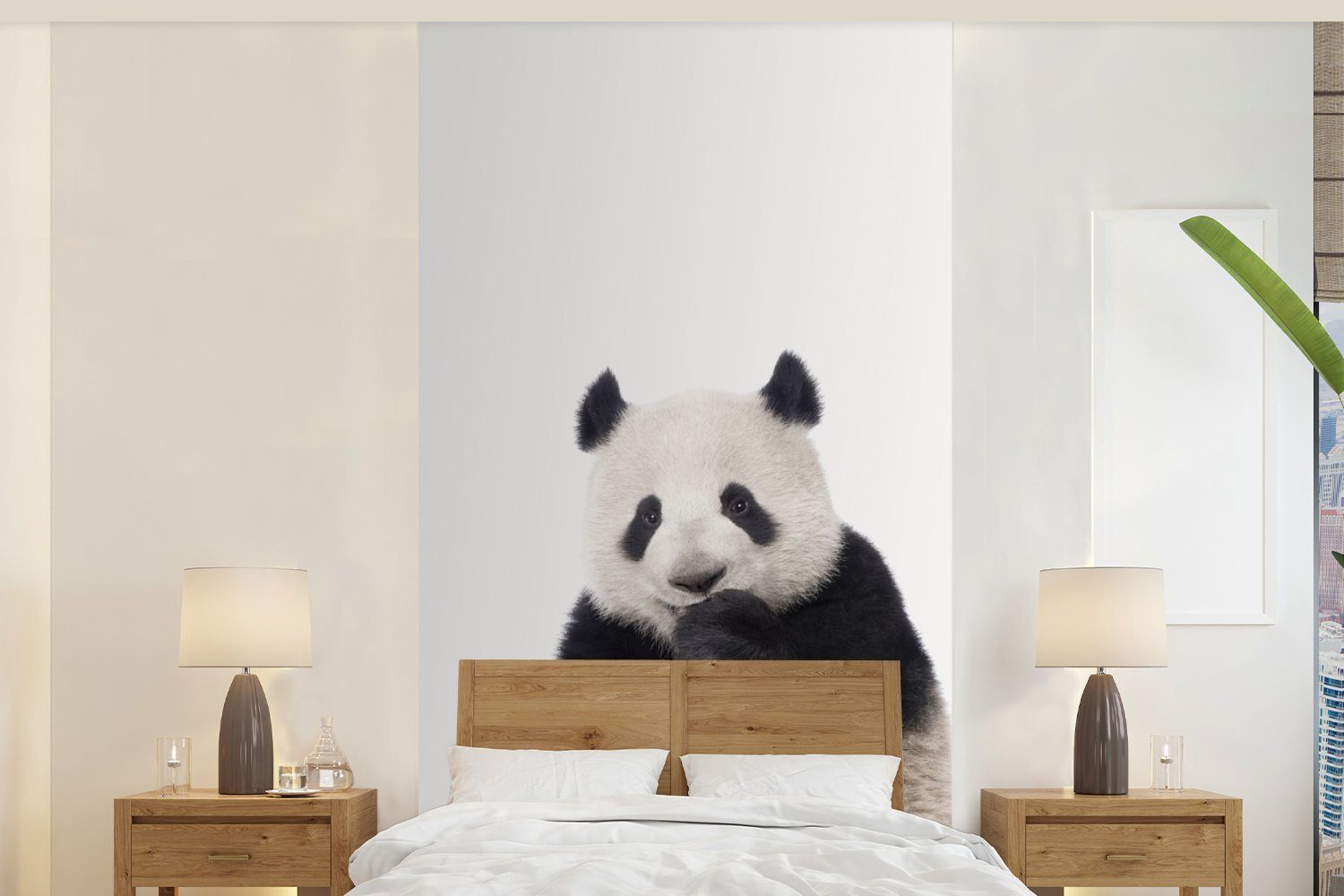 MuchoWow Fototapete Panda - Tiere - Jungen - Mädchen - Pandabär, Matt, bedruckt, (2 St), Vliestapete für Wohnzimmer Schlafzimmer Küche, Fototapete
