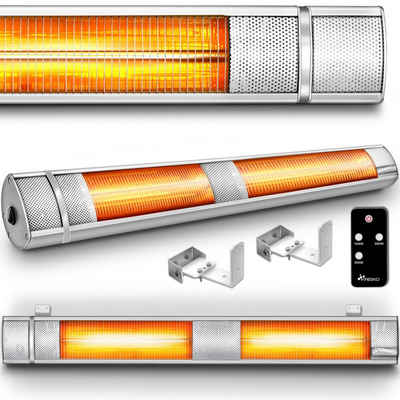 TRESKO Heizstrahler Infrarot 3000W mit Fernbedienung Wärmestrahler Terrasse elektrisch, mit 3 Heizstufen Terrassenstrahler Innen & Außen Wand-Heizstrahler