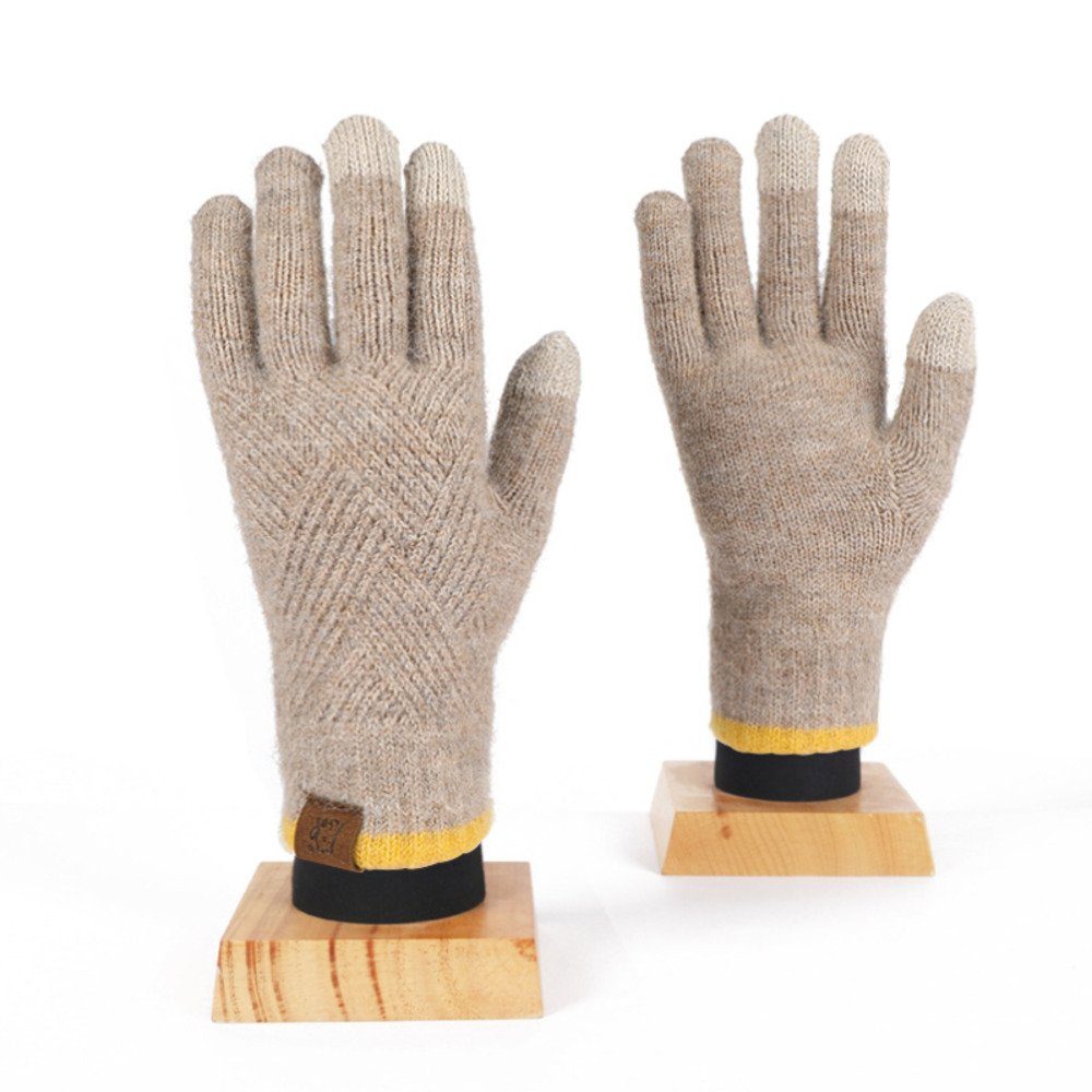 Union Reisen Strickhandschuhe Gestrickte kältebeständige, warme Handschuhe braun