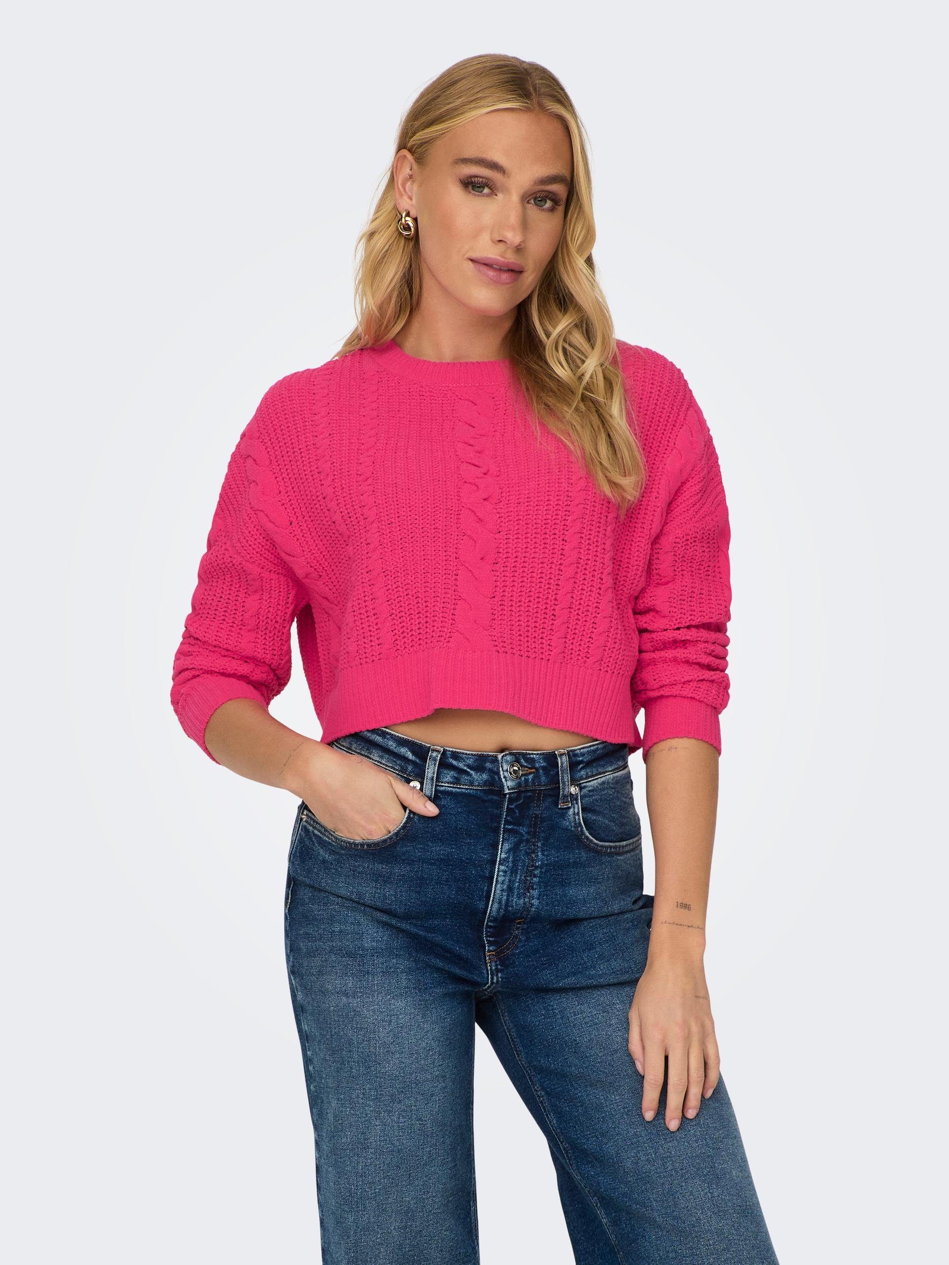 ONLY LS LIFE CROPPED KN O-NECK Strickpullover ONLMALENA