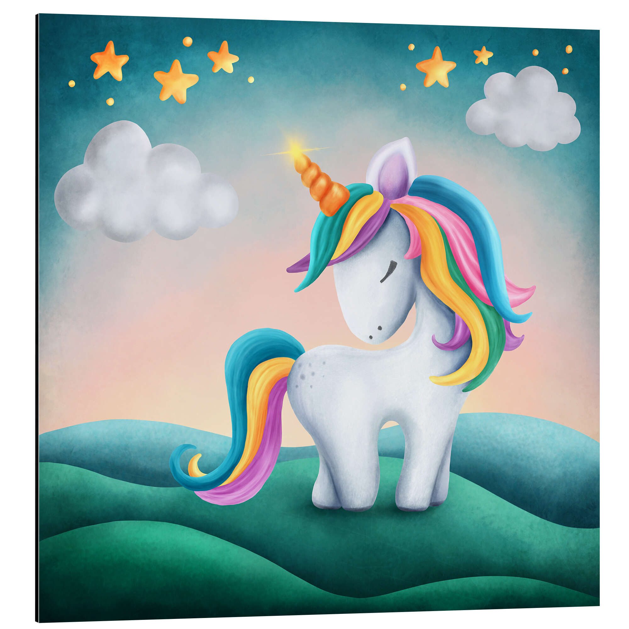 Posterlounge Wandbild Mein süßes Einhorn, Elena Schweitzer, erhältlich als Poster, Leinwandbild, Wandsticker oder Acrylglasbild