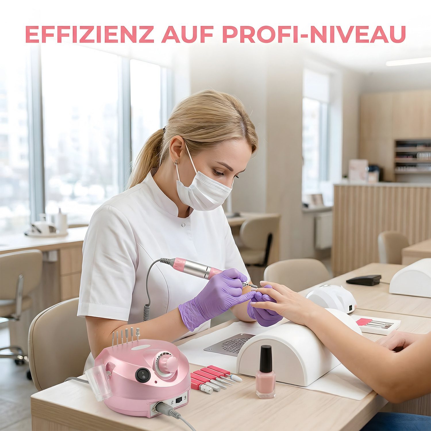 AKKEE Maniküre-Pediküre-Set Elektrische Nagelfräser Fußpflegegerät 45000RPM, Nagelfeile Set, für den Heimgebrauch und Nagelstudios