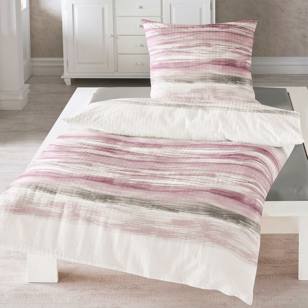 TRAUMSCHLAF Bettwäsche Wellen rosa, Seersucker, 3 günstig online kaufen
