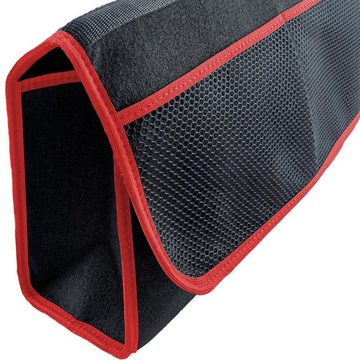 L & P Car Design Organizer Kofferraumtasche Auto in schwarz mit rotem Saum