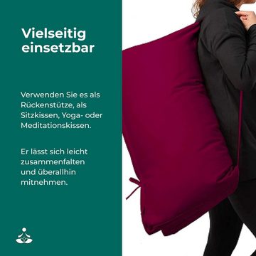 Present Mind Yogakissen Yoga-Matte Zabuton, 70x82x6cm, Sport, Baumwolle Füllung, Burgund