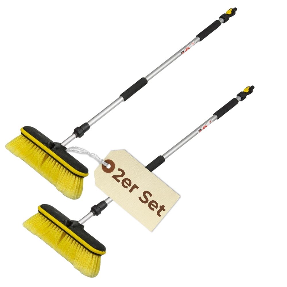 Autowaschbürste 2x Auto Waschbürste mit Schlauchanschluss Teleskop Stiel PKW 100-170cm