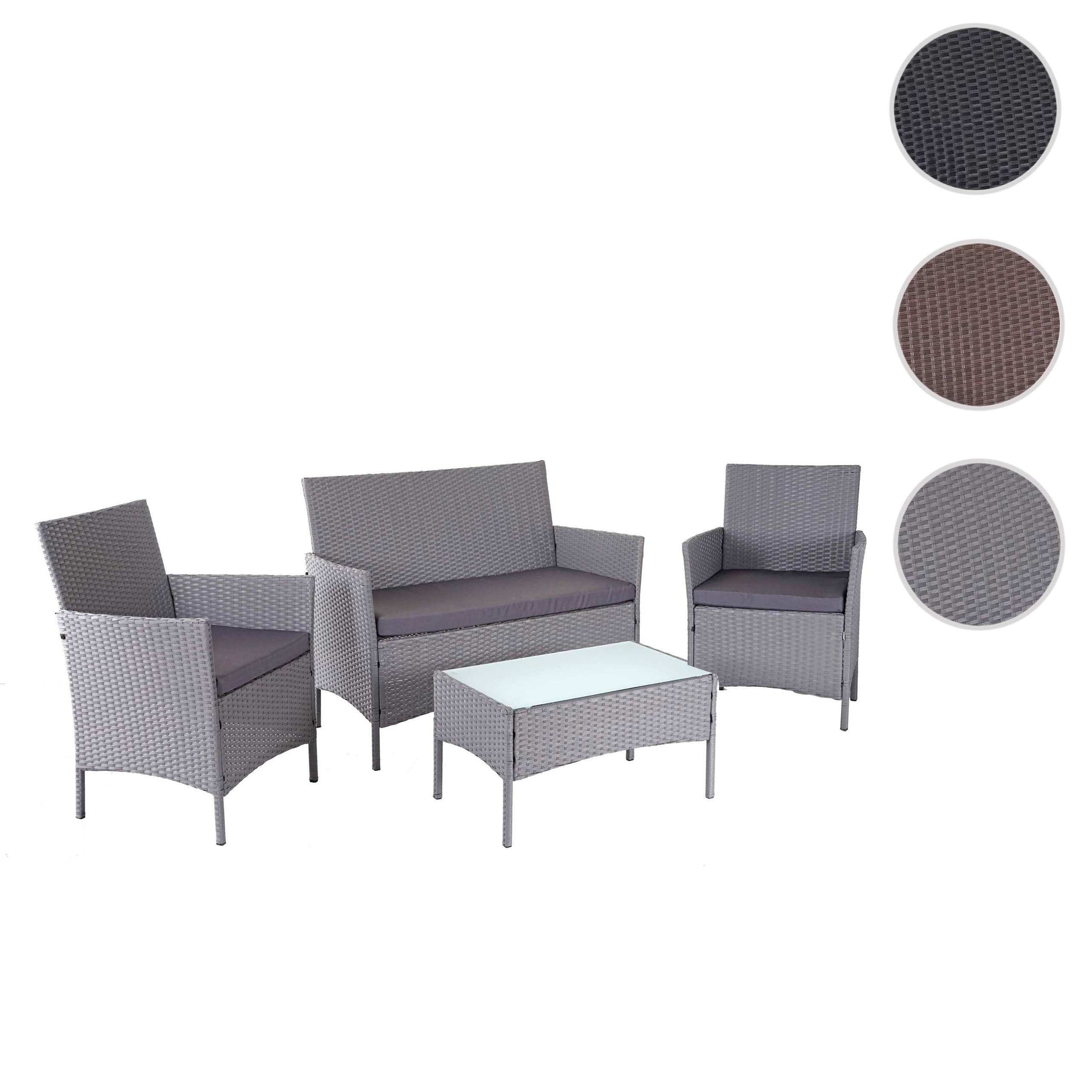 MCW Sitzgruppe MCW-D82, Sitzplätze, Garten, schwarz 4 mit grau und wasserabweisende waschbar Reißverschluss Bezüge