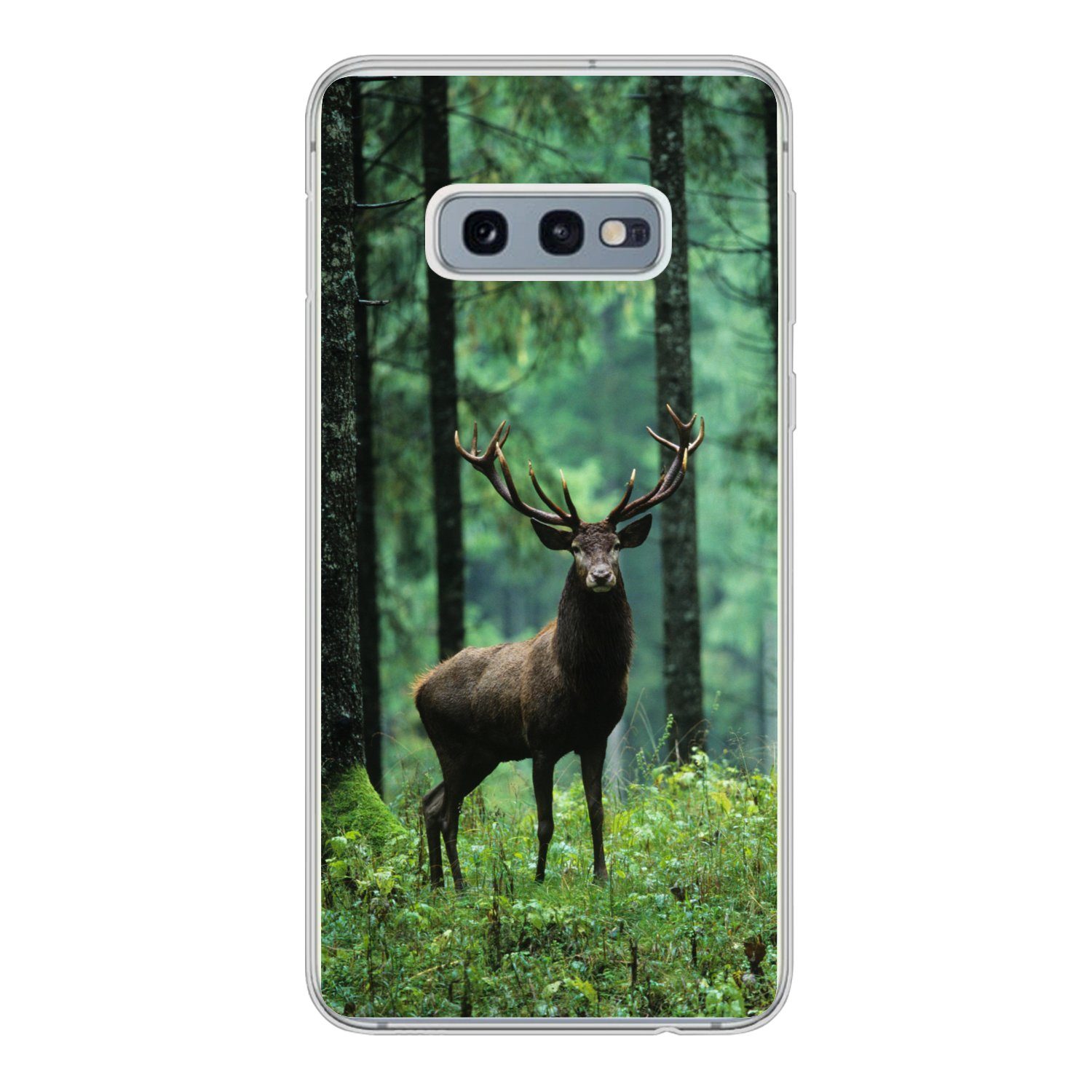 MuchoWow Handyhülle für Samsung Galaxy S10e Hirsche - Wald - Bäume - Tiere - Natur, Phone Case, Silikon, Schutzhülle Dünn