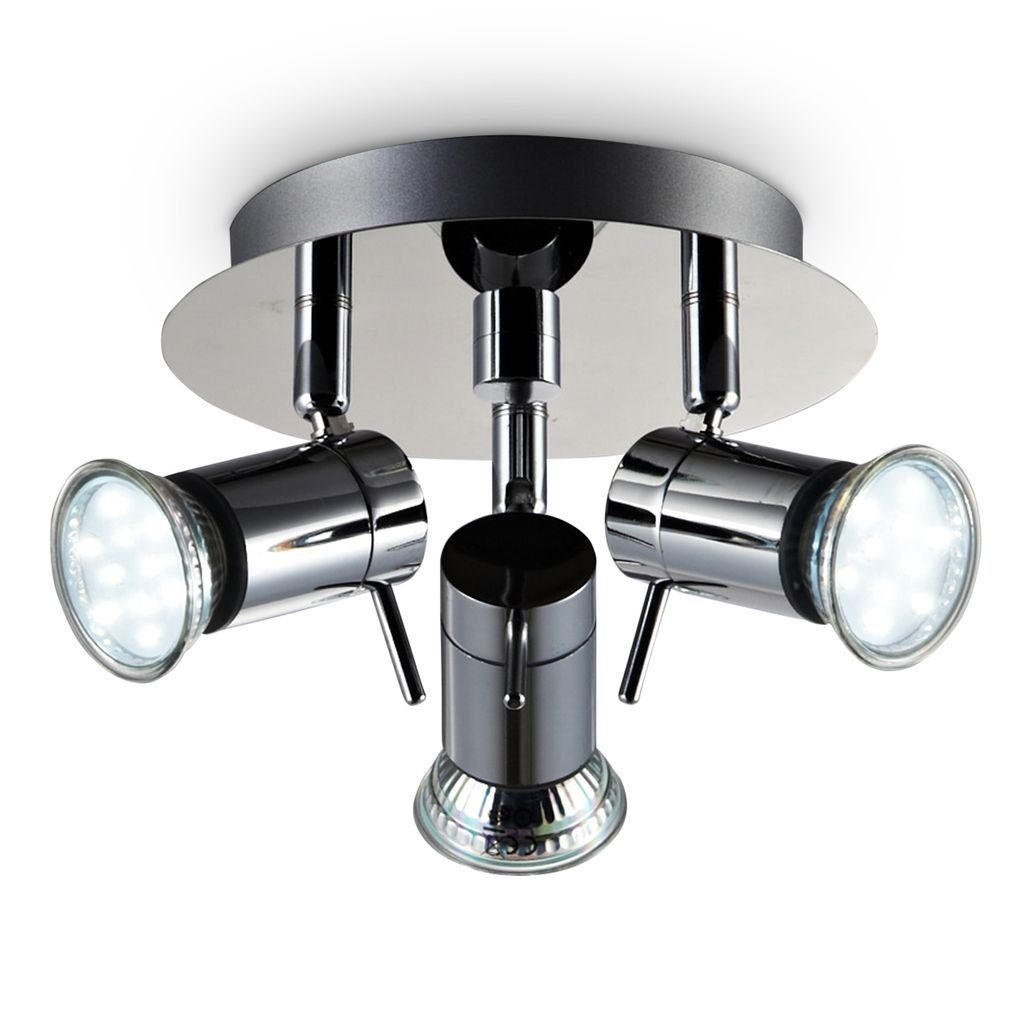 B.K.Licht Deckenleuchte Badezimmer-Lampe 230V Chrom Produkthöhe: BKL1019, - Deckenlampe LED schwenkbar 125 IP44 mm Warmweiß, 3x3W wechselbar,