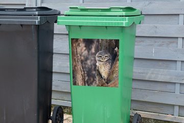 MuchoWow Wandsticker Eule - Baum - Wald (1 St), Mülleimer-aufkleber, Mülltonne, Sticker, Container, Abfalbehälter