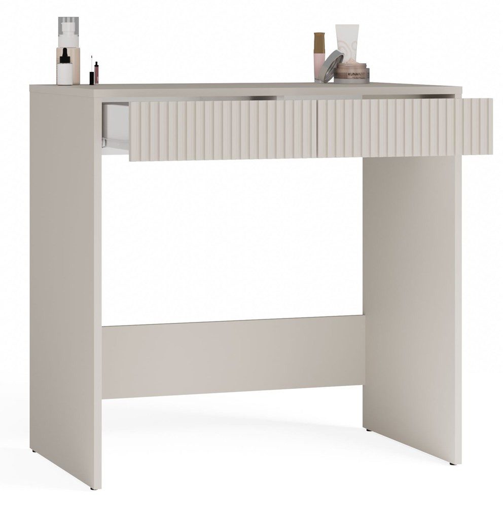 ibonto Schreibtisch Schreibtisch mit 2 Schubladen und Schloss, 81 cm, platzsparend, 2 Schubladen mit Schloss und grifflosen Fronten