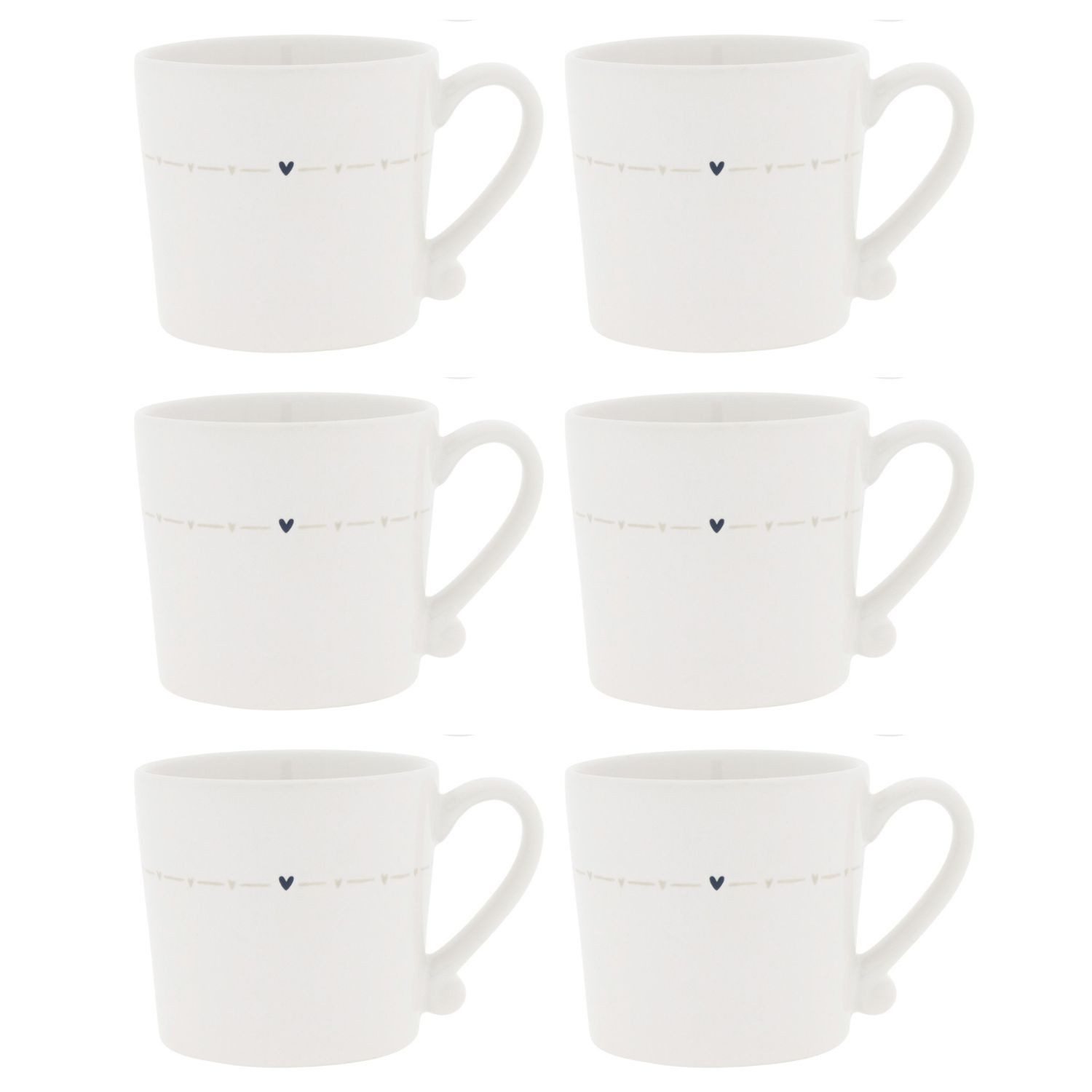 Bastion Collections Tasse Beige Titan, Keramik, Spülmaschinengeeignet, Weiß, Herzen, H: 7.5cm
