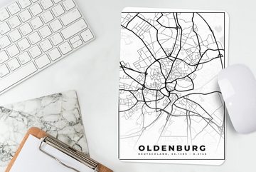 MuchoWow Mauspad Karte - Karte von Oldenburg (1-St), Gaming, Mousepad, Büro, 18x27 cm, Mausunterlage
