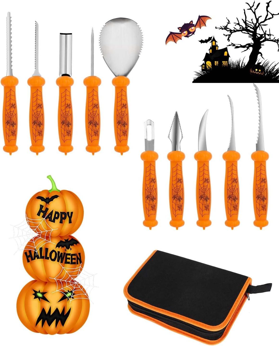 Bastelmesser 10 tlg. Kreatives Halloween Kürbis Schnitzset Schnitzwerkzeug
