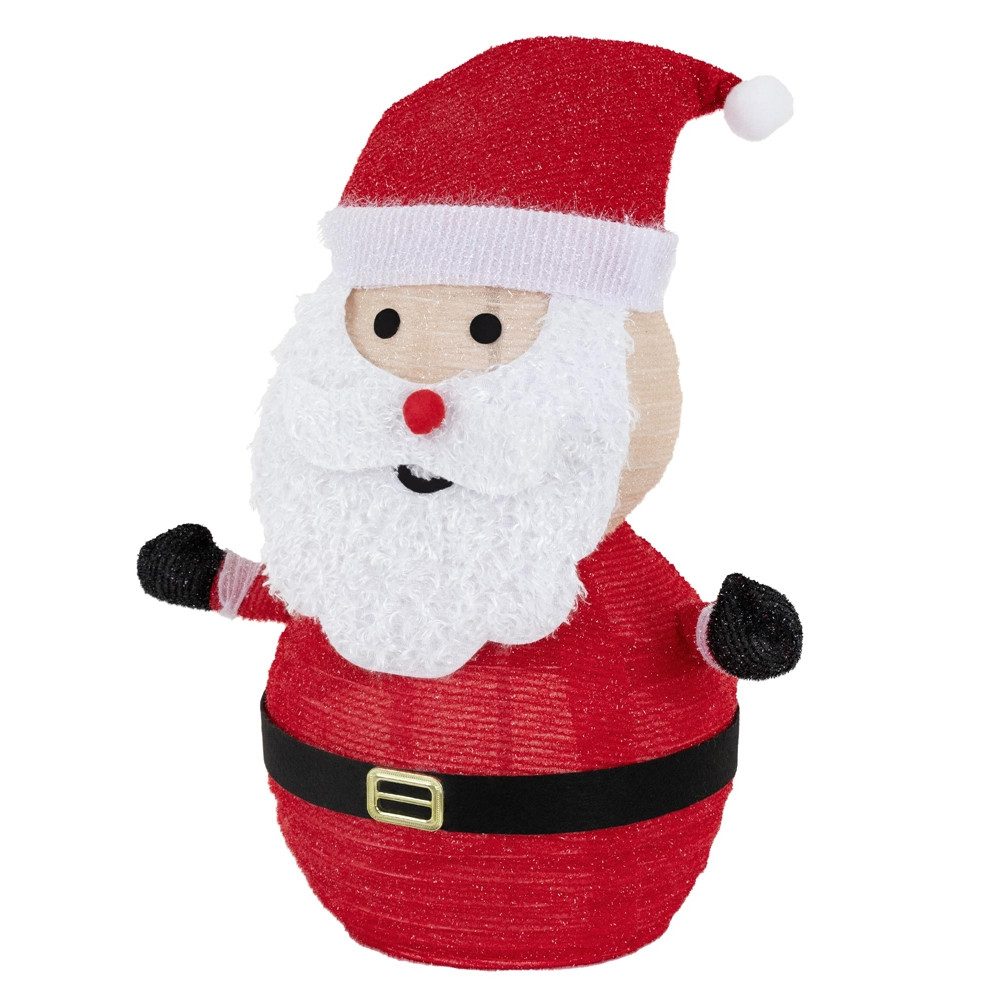 ECD Germany Weihnachtsfigur Winter Gartenfigur Beleuchtete Garten Weihnachtsdekoration Winterdeko, Weihnachtsmann mit 30 LEDs & Timer für Innen & Außen faltbar Warmweiß