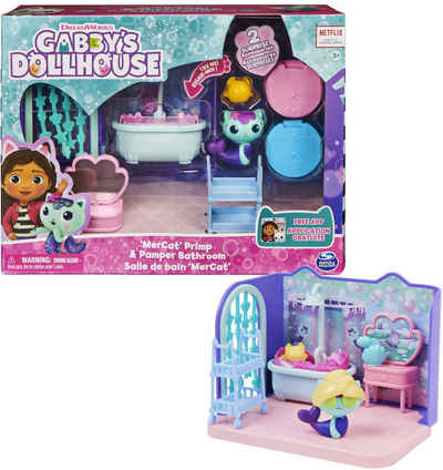 Spin Master Spielwelt Gabby's Dollhouse – Deluxe Room – MerCat's Badezimmer, Badezimmer mit Meerkätzchen, Möbelstücken und thematischem Zubehör