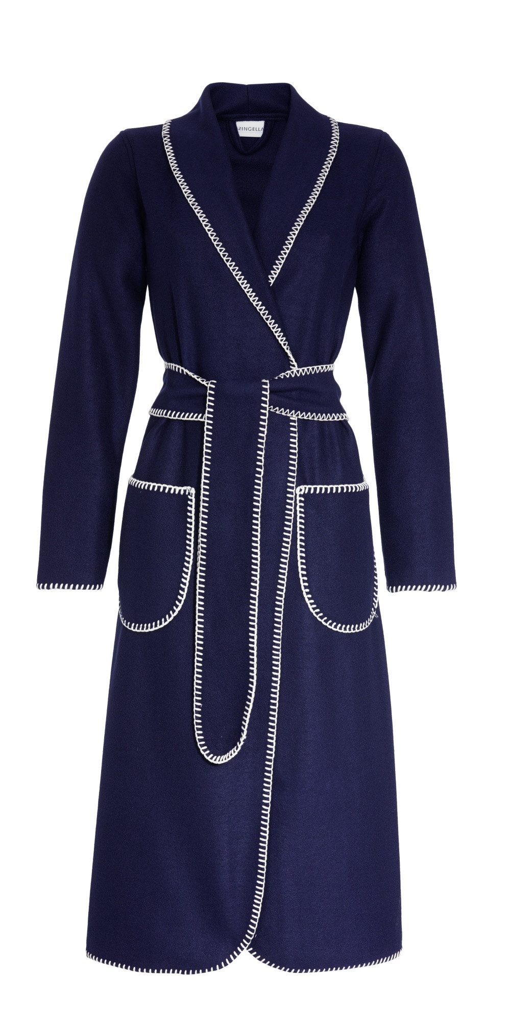 Ringella Damenbademantel mit Schalkragen und Ziernähten, Schalkragen, Bindegürtel, Довжина ca. 120 cm