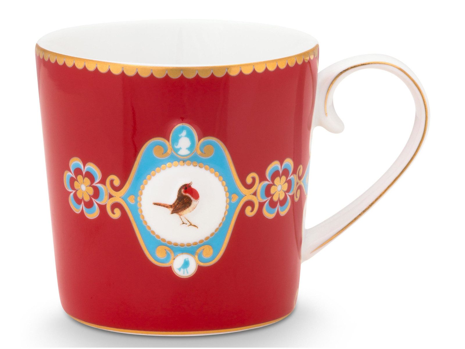 PiP Studio Becher Love Birds Medallion Red Henkelbecher Small 0,15l Set2, Porzellan