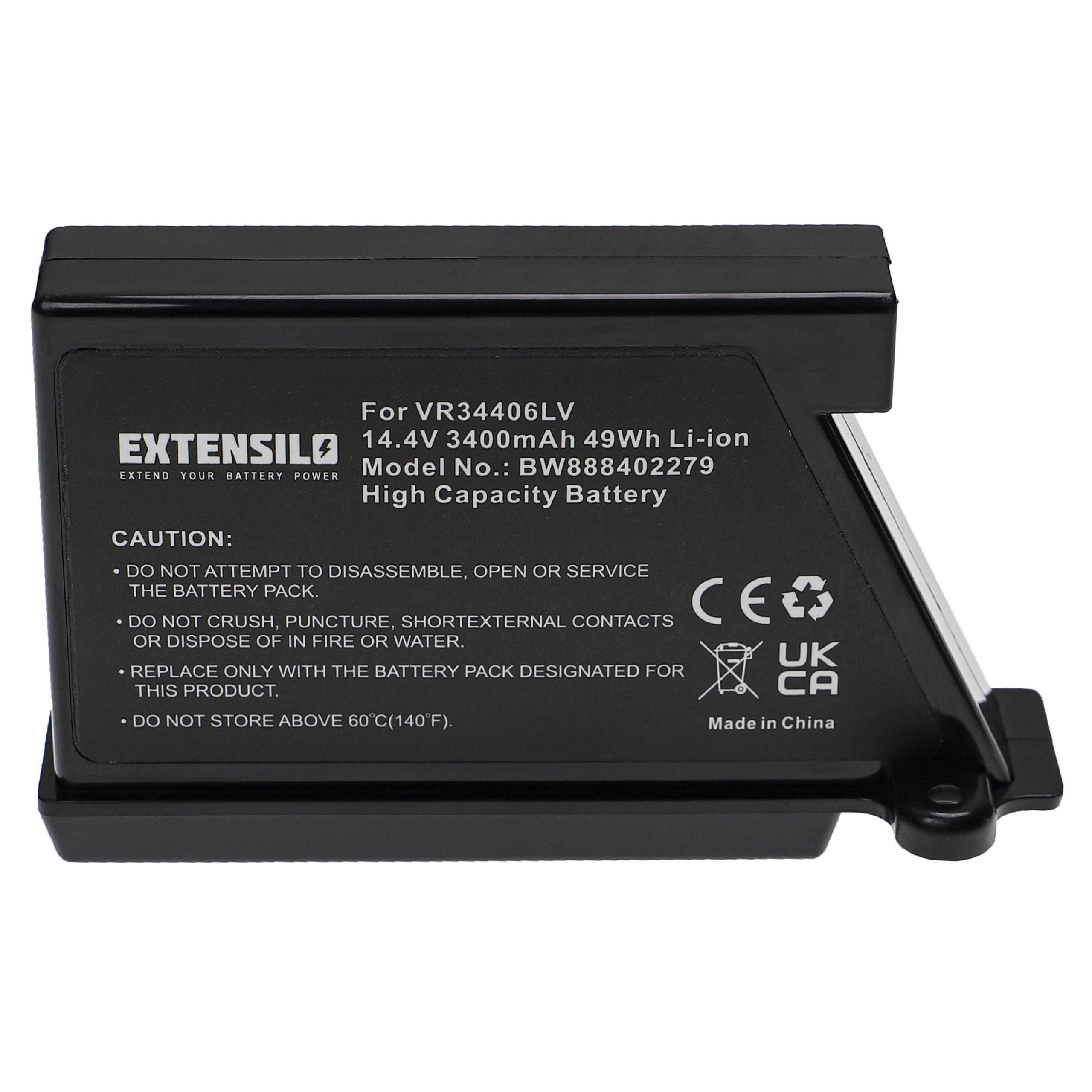 Extensilo mAh LG 3400 VR9647PS, für VR9624PR, VR7428SP, Staubsauger-Akku Hom-Bot passend VR9627PG,