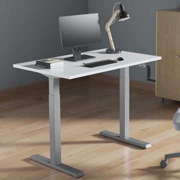 Maclean Schreibtisch ER-402, Sitz-Steh-Schreibtisch Tischgestell Weiß/Schwarz/Grau