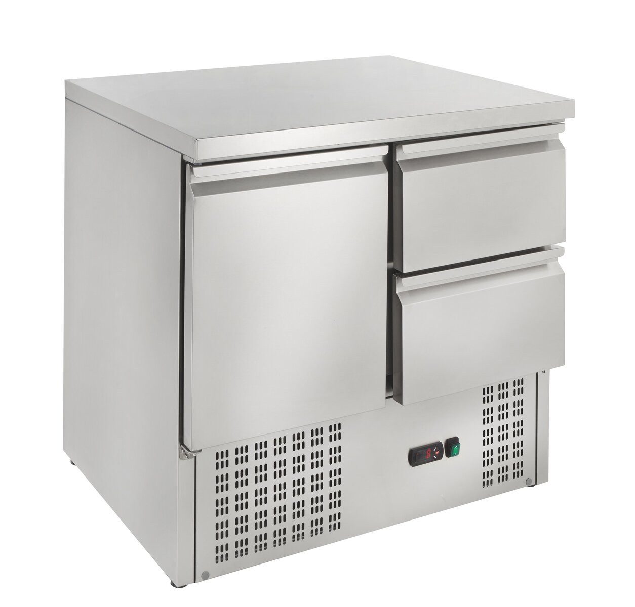 GastroHero Dönergrill Mini Kühltisch Edelstahl GN 1/1 1 Tür 2 Schubladen, 207 W