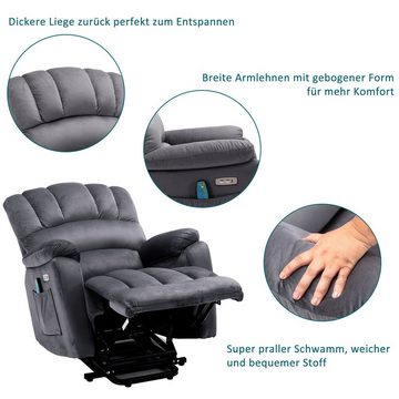 BlingBin Sessel Elektrisch Relaxsessel Fernsehsessel TV Sessel (mit Liegefunktion Massagefunktion Wärmefunktion Fernbedienung), Stehend mit Gurten
