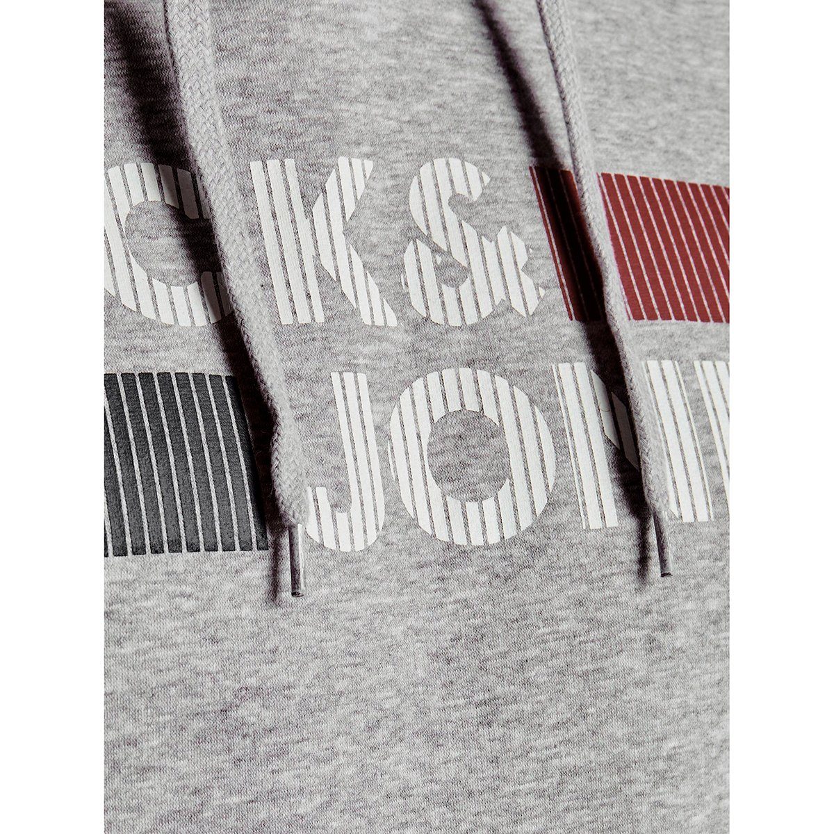 Jack & Jones Kapuzensweatshirt Jack melange & Logodruck Jones Hoodie Große grau cooler Größen