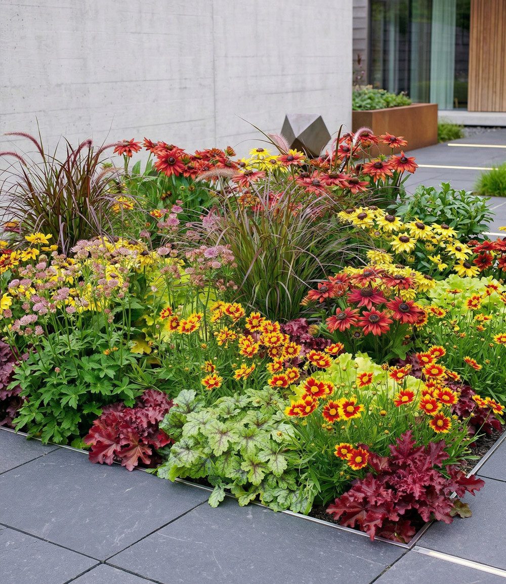 BALDUR Garten Beetpflanze 7er Staudenbeet 'Elegance', 7 St., Mädchenauge,winterhart, mehrjährig, pflegeleicht