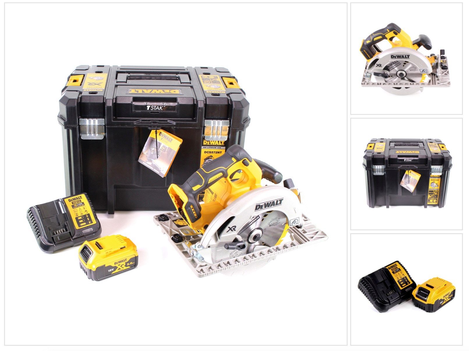 DeWalt Kompakt-Handkreissäge DCS 572 P1 Akku Handkreissäge 18V 184 x 16 mm + 1x Akku 5,0 Ah + Lade