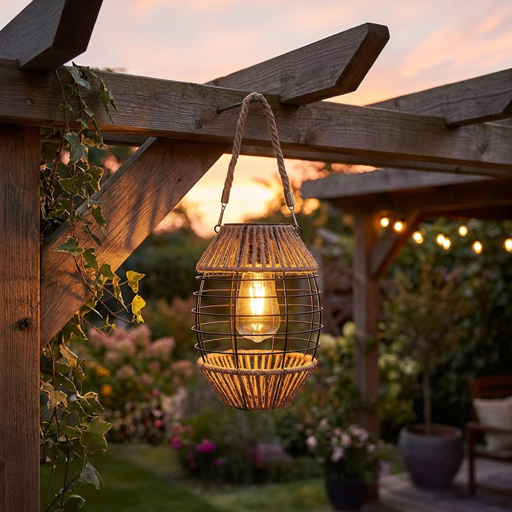 GLOBO LIGHTING LED Solarleuchte, LED-Leuchtmittel fest verbaut, Warmweiß, Solarlaterne für Außen stehend Solar Gartendeko Balkondeko