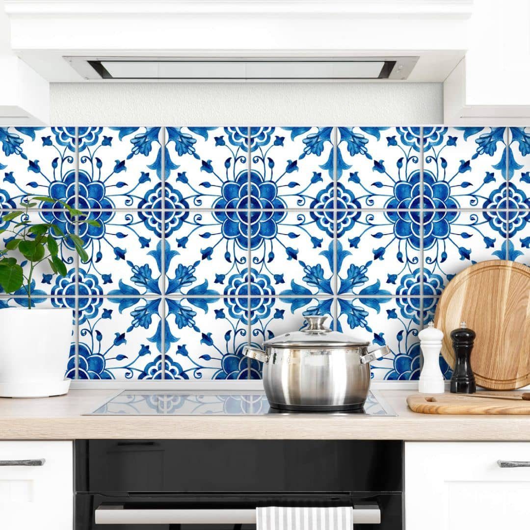 K&L Wall Art Плиткаaufkleber selbstklebend Klebefliese 12er Set Skandinavisch Floral Blumen
