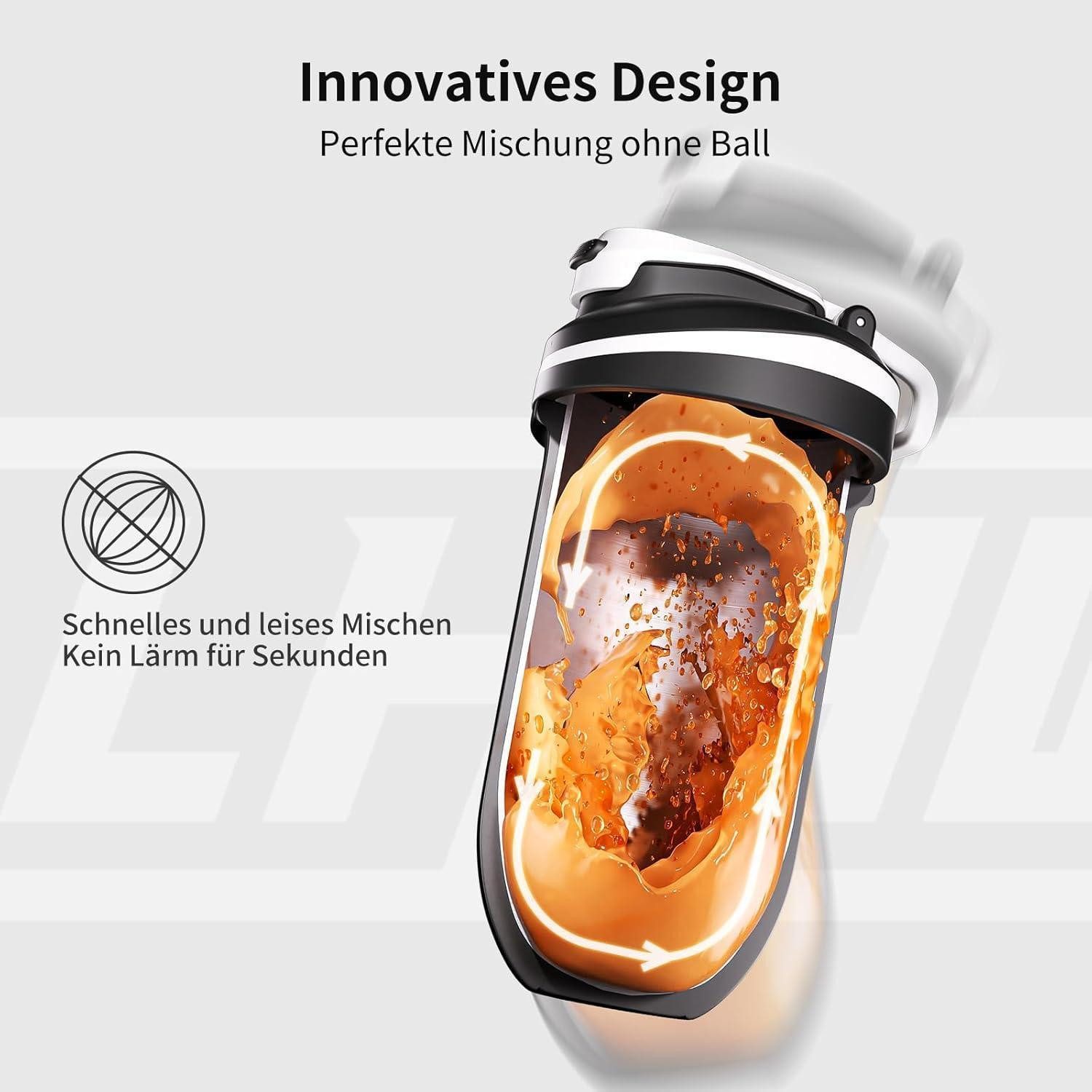 LuxusKollektion Protein Shaker Shaker Edelstahl 500ml ohne Mischkugel auslaufsicher Force Black
