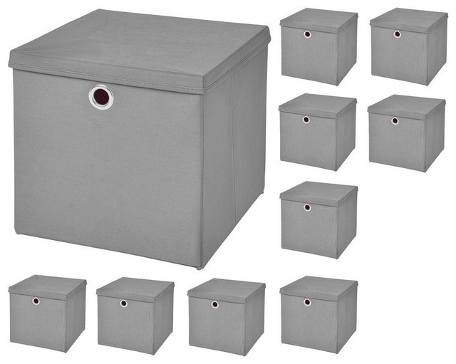 StickandShine Aufbewahrungsbox “10 Stück Faltboxen 28 x 28 x 28 cm faltbar mit Deckel Aufbewahrungsbox in verschiedenen Farben (10er SET 28x28x28) 28cm”