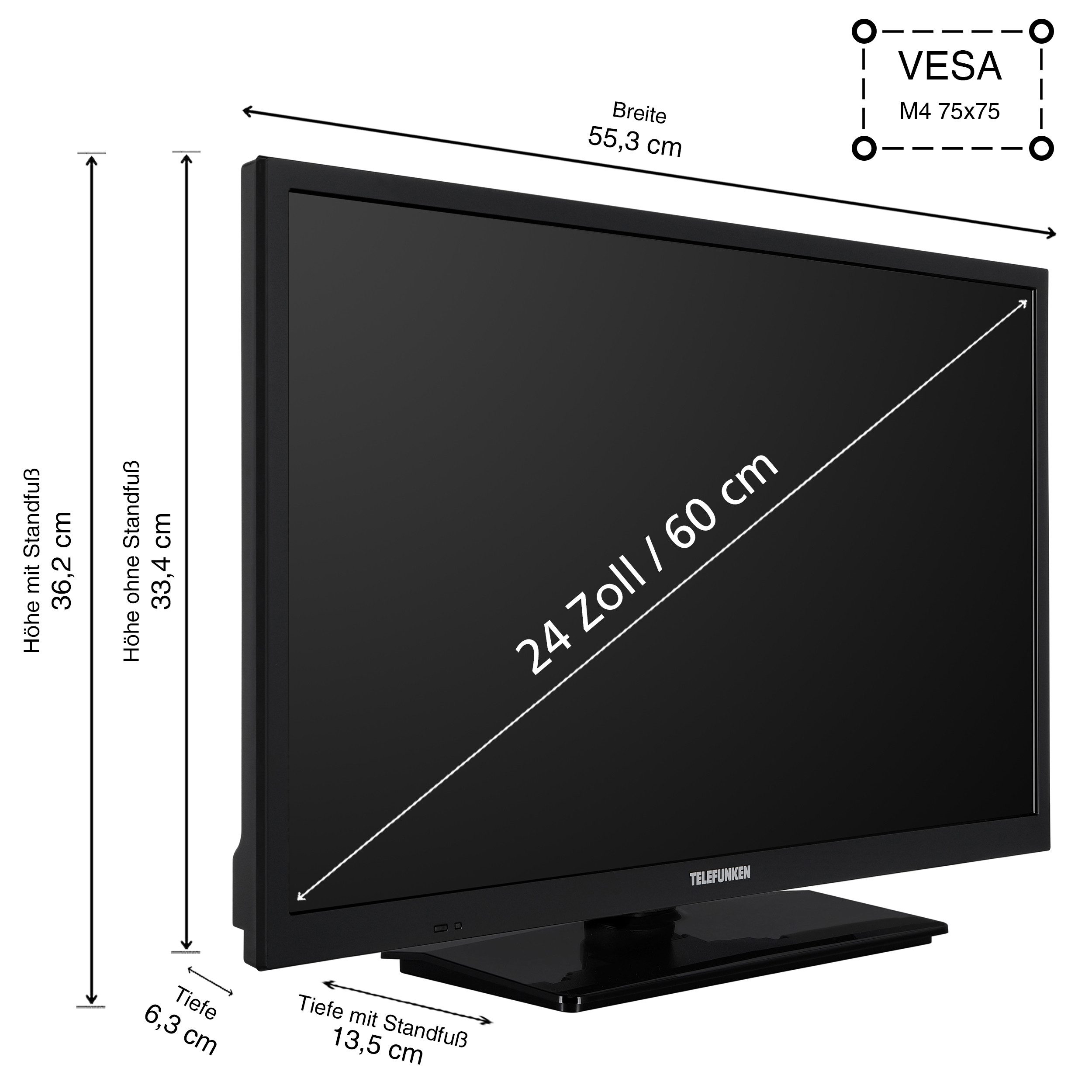 Telefunken XH24VP550M LCD-LED Fernseher (60 cm/24 Zoll, HD-ready, VIDAA Smart TV, VIDAA Smart TV, HDR, Triple-Tuner)